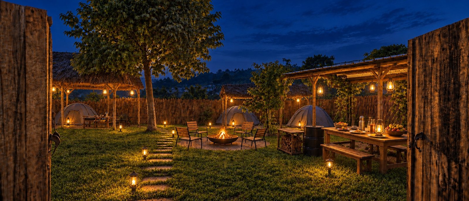 Ambiance du soir au Campement Quenum